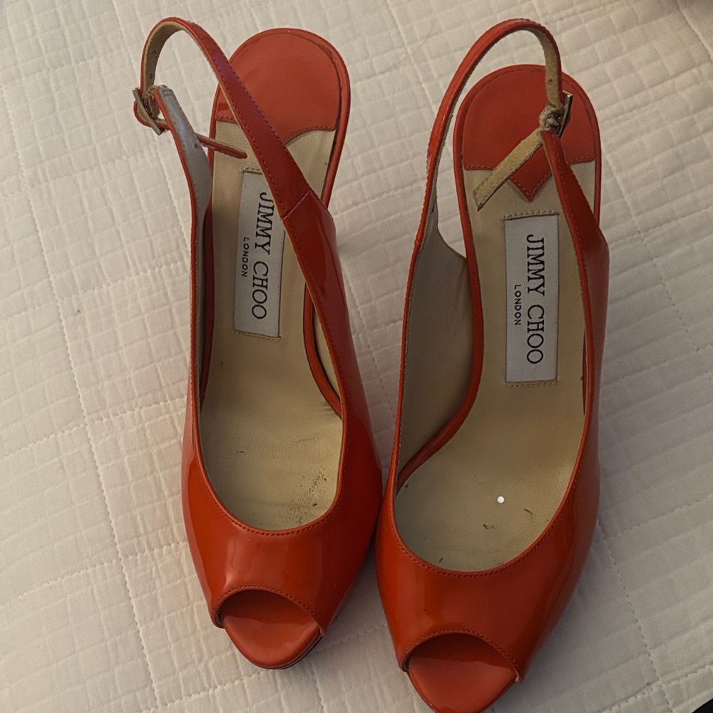 Jimmy Choo Vibrant Orange Slingback Heels
